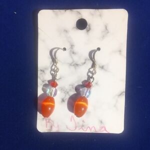 Ina Orange and Red Dangle Earrings